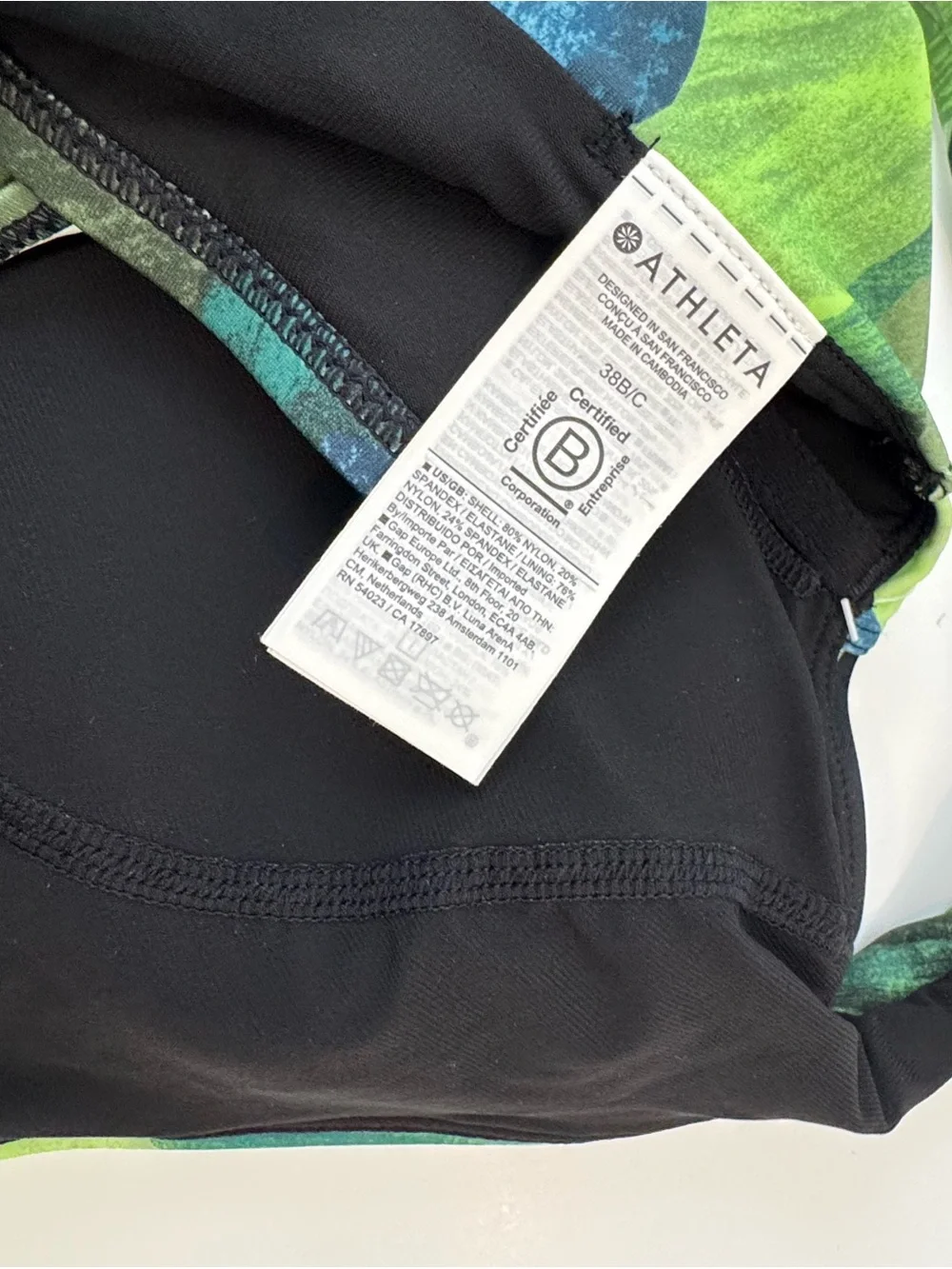 Athleta Bondi Bra Cup Tankini Top | Liana Floral Green | Size 38 B/C - Picture 6 of 6